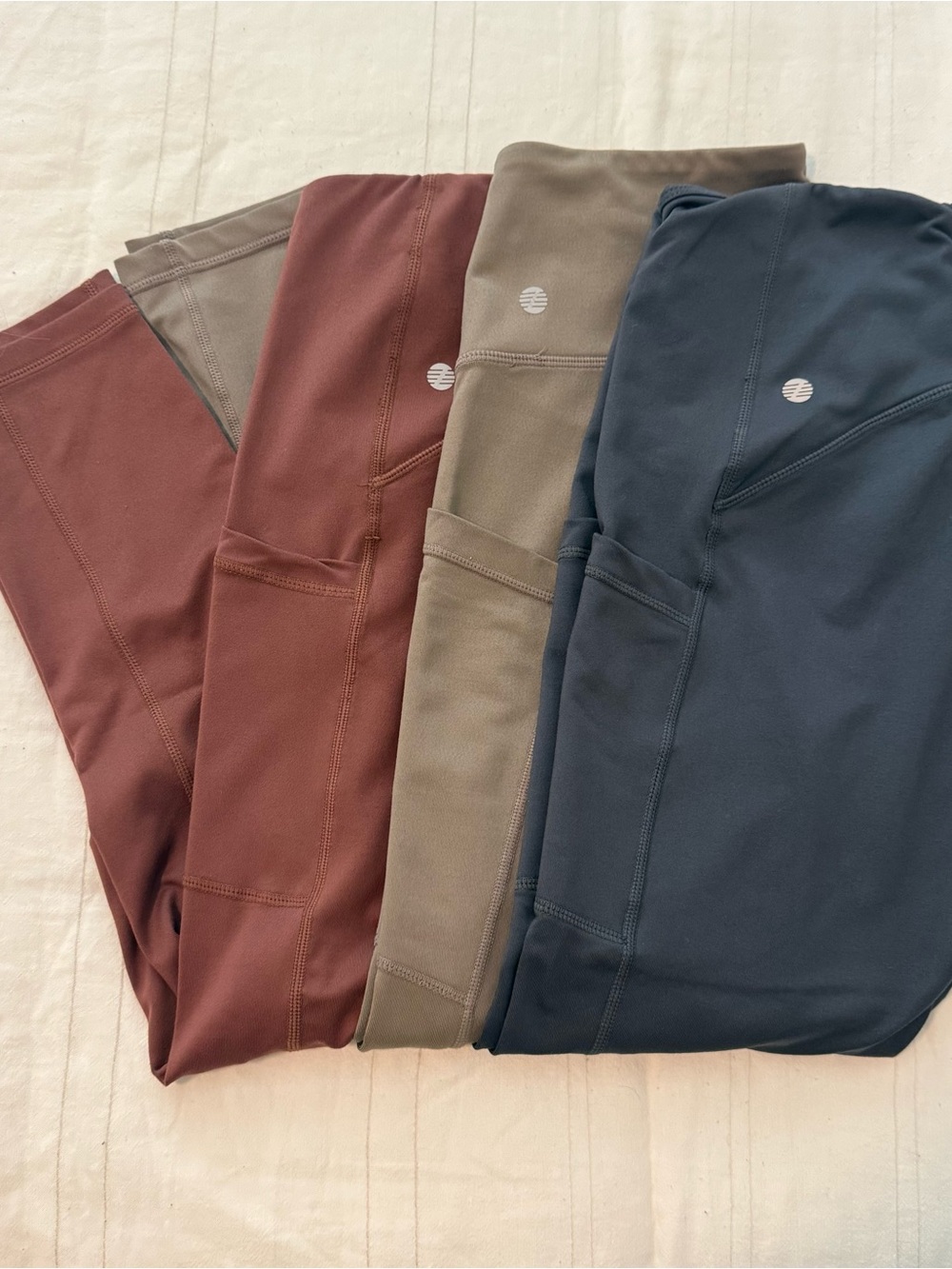 Zella High-Rise Leggings Trio in Rust, Olive, and Navy